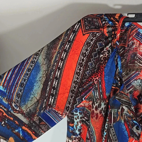 {NY Collection} Women's Abstract Print Long Sleeve Button Down Blouse - Size S - Picture 6 of 11